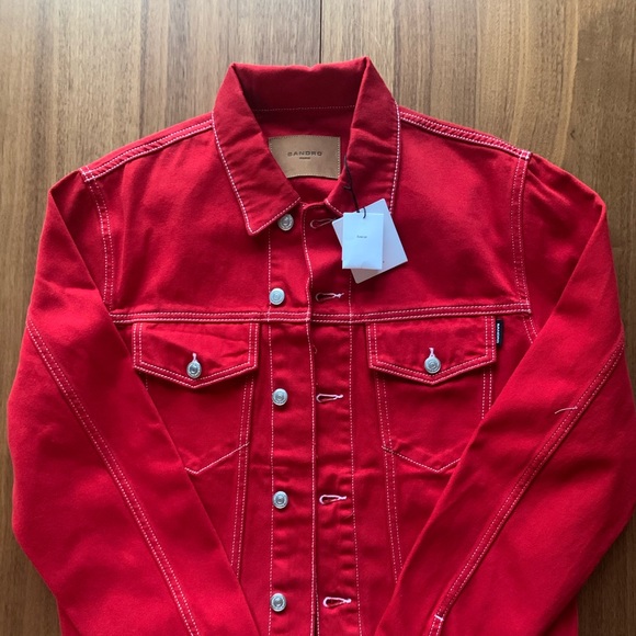 Red Denim Canvas Jacket By Sandro Paris 